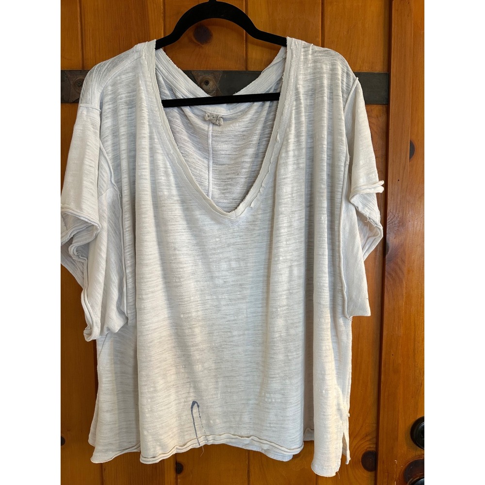 Totally destroyed White Tee M-XL. Holes, Paint stains, Paper Thin thrashed